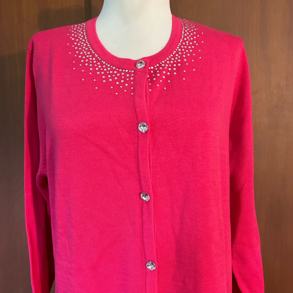 NWT Quaker Factory pink embellished sweater - Picture 2 of 5